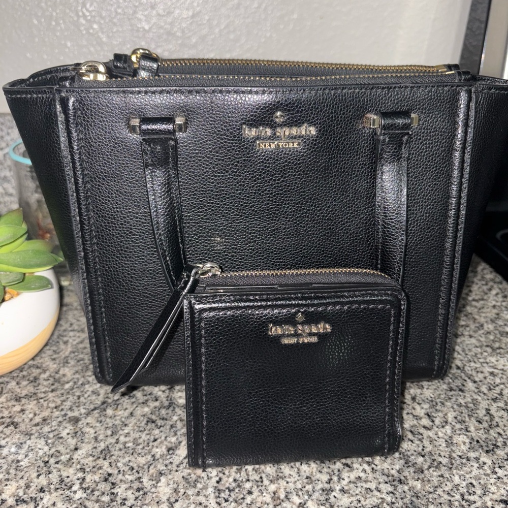 Kate Spade Black Leather Shoulder Bag and Wallet